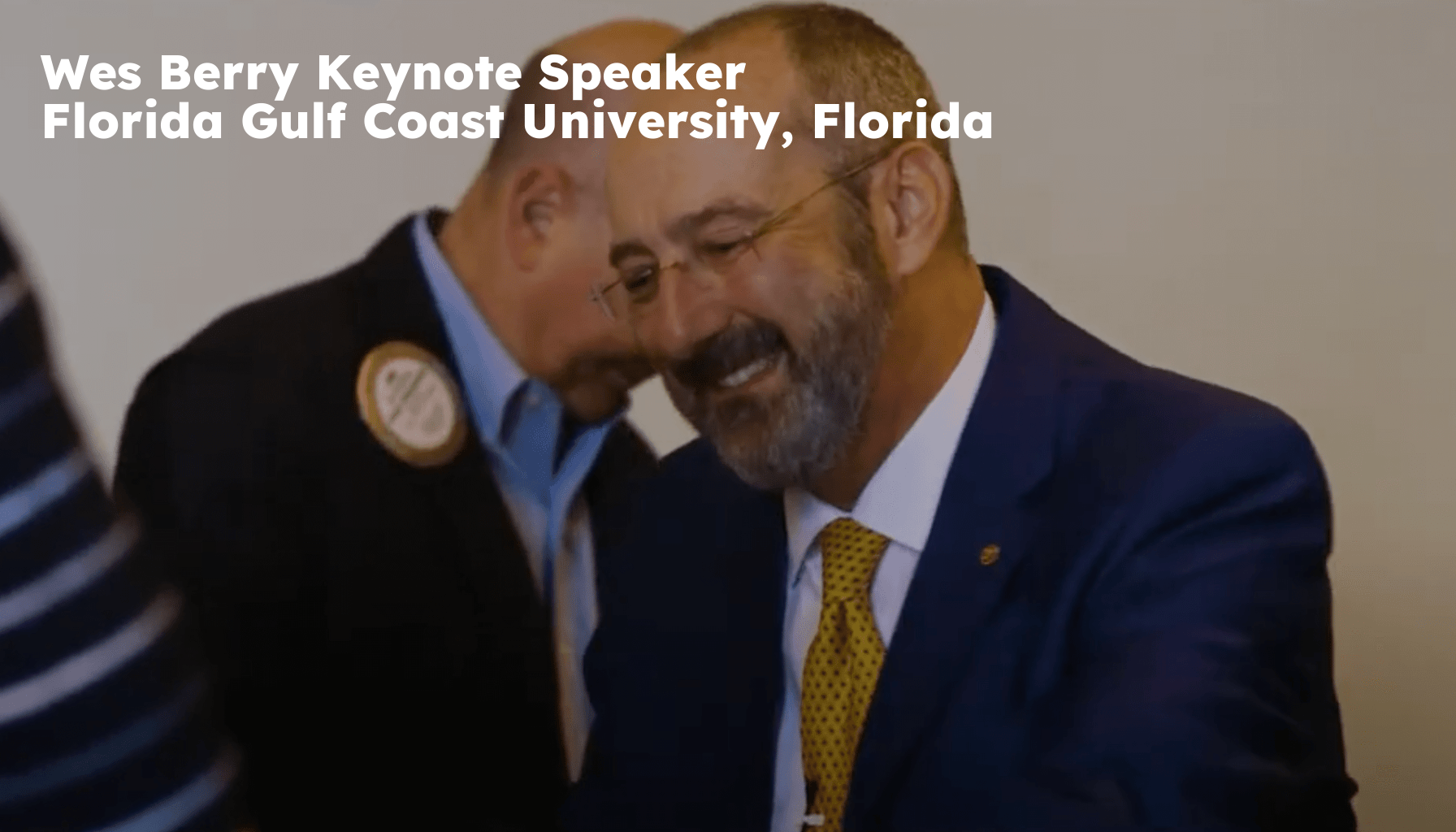 Florida Gulf Coast University Keynote Speaker. Florida Gulf Coast University FL Motivational Speaker. Wes Berry